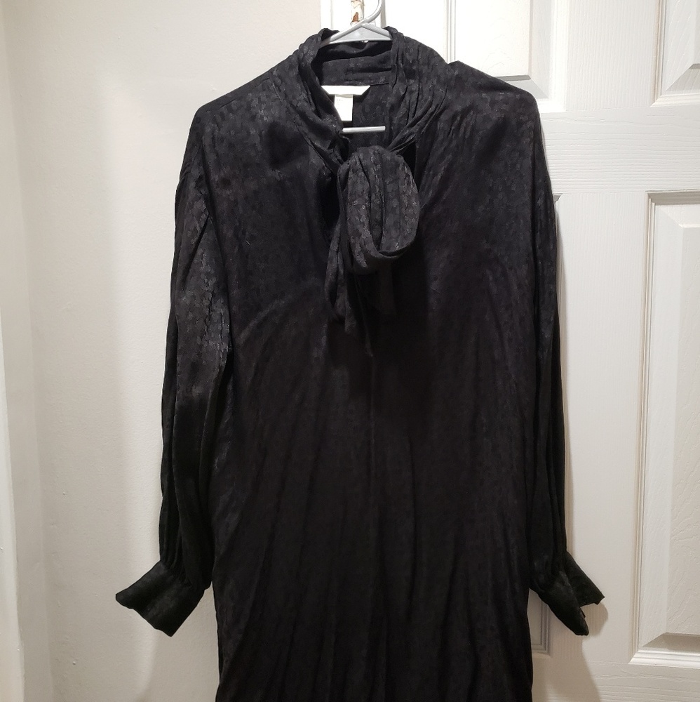 H&M Black long sleeve dress with bow